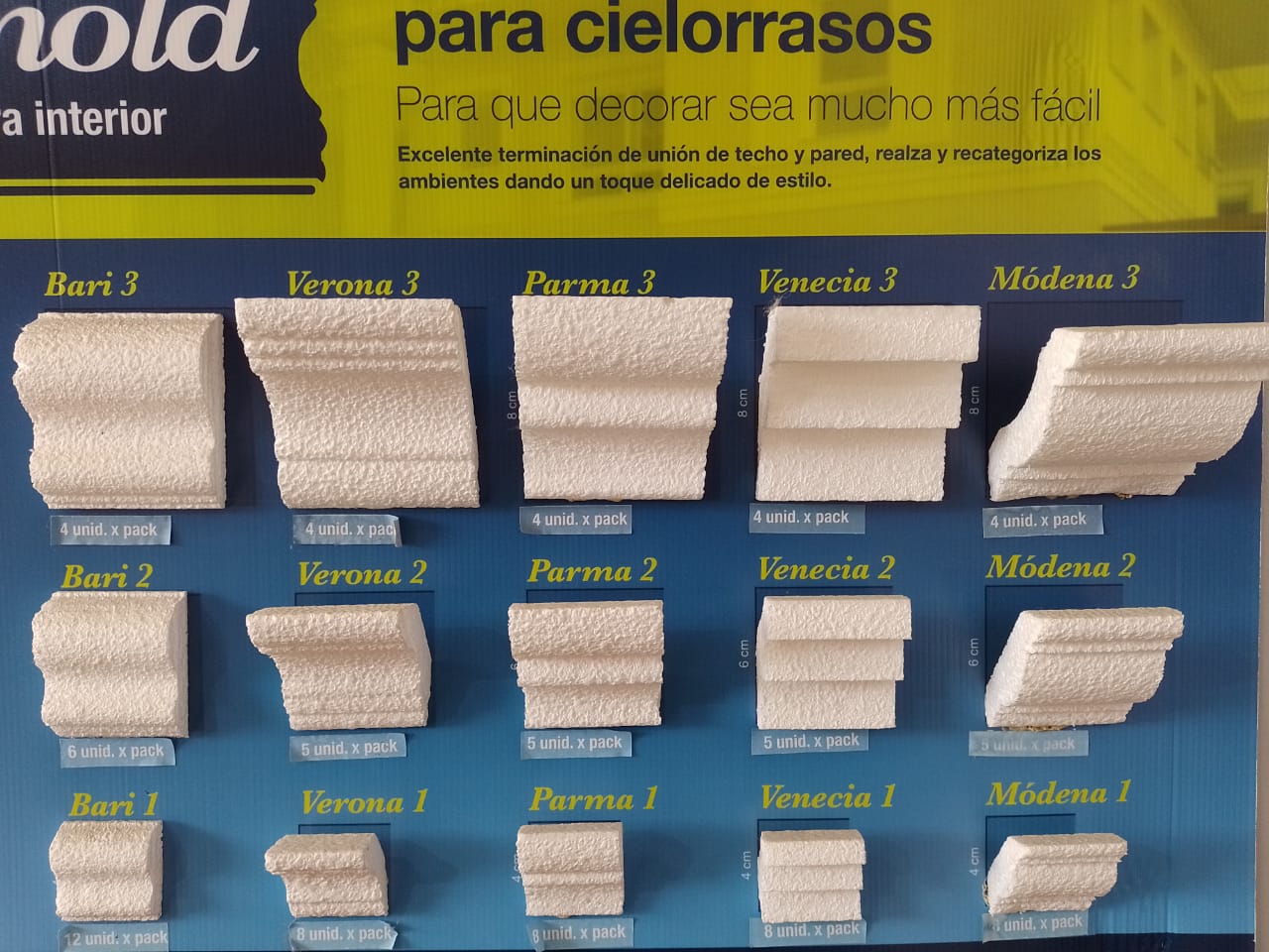 Molduras Decorativas para Cielorrasos "TECNOMOLD"